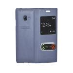 Coverage Window Stand View inside Hard Plastic Case Artificial Leather Flip Cover for Samsung Galaxy Star Pro GT-S7262 - Blue