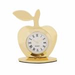 VOILA Apple Shape Premium Metal Clock for Car Dashboard Golden 7 x 6CM