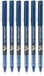 Pilot Hi-Tecpoint V7 Fine Point Liquid Ink Pen | Tip Size - 0.7 MM | Unique Dimple Tip Technology | Ink Colour - Blue | Pack of 6