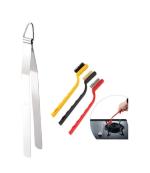 Blue Wonder Stainless Steel Roti Chimta Tong With 3 Pcs Wire Brush and Multicolour, Pack of 2