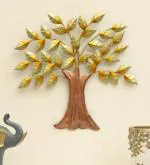 vedas Reva Metal Contemporary Design Golden Tree Of Wisdom & Life Wall Hanging Art Decor Sculpture Modern Home Office Artwork (Size 18 x 18 Inches)