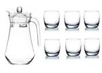 Basicbelle Tableware Serving Desire Lemon Set, Water jug with 6 Water Glass Imported Crystal Glass Carafes & Pitchers Jug 1.3 L, 6 Glass 200ml,pack of 7 Pis Jug Glass Set