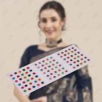 VAMA Multicolour Round Shap Diamond Stone Sticker Bindi Tilak Sindoor Bindiya (5 CARDS)