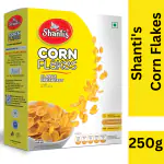 Shanti's Corn Flakes/Breakfast Cereals/Ready to Eat/Crunchy and Tasty/Fat Free Corn Flakes (250 GM)