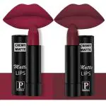 PERPAA Creamy Matte Lipstick Combo Set Of 2 Bright Long Stay Intense Color 3.5gm Each|Candy Pink,Cherry Maroon