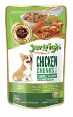 Indie Pet Making Your Pet Happier JerHigh Wet Dog Food, Human Grade High Protein Chicken gravy And Vegetable Pack Of 96 With Free Gnawlers Calcium Bone 1pc 22g