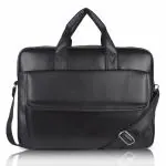 BENITO PARIS-PU Leather 15.6 inch Laptop Messenger Bag/Shoulder Office Bag for Men-BLACK