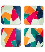 Whats Your Kick Pattern Design Colorful Craft Design Unique Beautiful Pattern Design Printed Set of 4 Coaster With Metal Stand