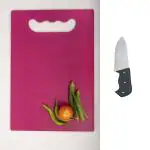 ShopiMoz Plastic Chopping Cutting Board for Vegetable Fruit Cutter With Knife - Pink