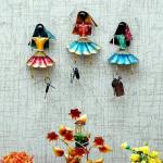 Trinity Craft Iron Multicolour Dancing Lady Key Holder Set Of 3, Hanging for Home Decor Items for Living Room & Kitchen Wall Decor (6x3x10) Inch