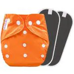 Bembika Polyester, Plastic Printed Cloth Diapers With 2 Bamboo Charcoal Inserts For Kids (Set Of 3)