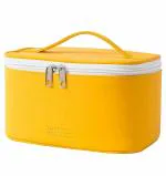 House of Quirk Makeup Travel Zipper Pouch Bag Organizer PU Leather(Yellow)