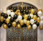 Party Propz Black,Golden and White Balloons Set -50 Pcs