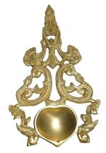 Kalarambh Bharat Haat Yellow Brass Jali Design Diya Handicraft Art 10 x 18 x 1 cm