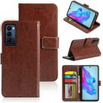 Tingtong Leather Flip with Wallet Case with TPU Shockproof Cover for Tecno Camon 18 (Brown)