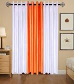 Firstlike 213.5 Cm (7 Ft) Polyester Blackout Door Curtain (Pack Of 3) (Solid, White, Orange)
