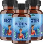 Pushpveda Biotin Maximum Strength For Hair Nails And Skin 10000 mcg, 90 Capsules Each (Pack Of 3)