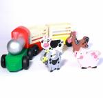 SmartCraft Wooden Farm Train Set - Classic Wooden Toy (2 linking cars) - Multicolor