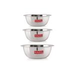 HAZEL Stainless Steel Mixing Bowl | Set of 3 Mixing Bowl For Cake Batter | Steel Bowl Big Size For Baking | 3 Piece, 2100 ml to 3300 ml