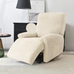 HOKIPO 1 Seater Recliner Sofa Cover, 210GSM Thick T-Type Jacquard, Beige (AR-4972-BGE)