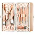 Beauté Secrets Manicure Set, Pedicure Kit, Nail Clippers, Professional Grooming Kit, Nail Tools 12 In 1 with Luxurious Travel Case For Men and Women