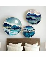 The Artment your artistic apartment Unframed Multicolor Round Canvas Wall Decor 40cm (Set of 3)