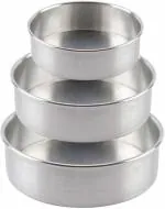 Shopimoz Aluminium Baking Round Cake Pan for Microwave Oven (Pack of 3)