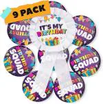 Zyozique 9 pcs Birthday Button Pin Badges, Birthday Pins for the Whole Birthday Squad - Birthday Badges