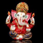 CraftVatika Multicolor Stone Ganesha Statue 11.2 x 9 cm