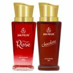 John Phillips Rose & Chocolate | Eau De French Perfume Unisex | Pack of 2 - 120 ml