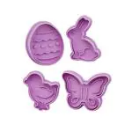 Husaini Mart Plastic Multicolor Easter Cookie Cutter Bunny Egg Pattern Decorations (Pack Of 4)