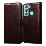 Casotec Flip Cover Back Case for Tecno Pop 5 LTE | Premium Leather Finish | Inbuilt Pockets & Stand | Flip Cover Back Case for Tecno Pop 5 LTE (Coffee)