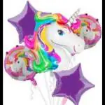 Sv Traders Big Magical Unicorn Theme Foil Balloon Pink and Purple Set of 5(No-6)