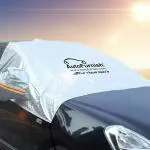 AutoFurnish AERO Car Windshield Cover | 100% Waterproof | Fits All Cars Universal | UV Protection | Mirror Pockets | Soft Cotton Lining | Neon Strips | Double Flap and Clips | Car Window Protector | Stylish Car Accessories (Silver)
