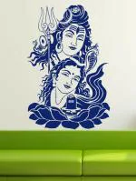 Trends on Wall Blue Vinyl Lord Shiv and Parvati Ji Wall Sticker 89 x 59 cm