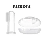 Enorne Baby Silicone Pack of 4 Finger ToothBrush with case for Easy Cleaning, and Oral Hygiene