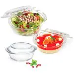 Treo Glass Transparent Ovenware Round Glass Casserole Set Of 3