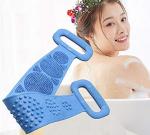 Lichee Silicone Body Back Scrubber Double Side Bathing Brush for Skin Deep Cleaning Massage, Dead Skin Removal Exfoliating Belt for Shower, Easy to Clean, Lathers Well for Men & Women