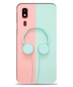 Bhaicover Samsung Galaxy A2 Core Poly Carbonate 3D Printed Core Headphones Pink And Blue Mobile Phone Back Cover Case