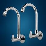 CUROVIT Torremo Zinc Alloy Set of 2 Elegance Wall Mounted Kitchen Sink Tap with Shiny Chrome Plated