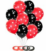 Amfin (Pack of 100) Black and Red Polka Dot Balloons- Pack of 100