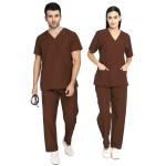 IS Indosurgicals Unisex Brown Scrub Suit For Doctors Women (Size XXL)