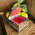 PUJACRAFT Brass Metal Box for Pooja, Yellow 10 x 6 cm