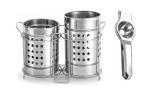 URBAN BUY Stainless Steel Twin Cutlery Holder Racks With Stainless Steel Lemon Squeezer & Multicolour, (Pack of 2)