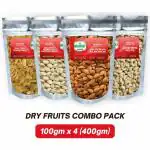 Bharat Super Foods Dry Fruits Combo - Almonds, Cashews, Raisins, Pistachios - 100gm Each (Pack of 4)
