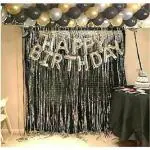 ACOME Black Gold, Silver Birthday Foil And Silver Fringe Curtain (Set Of 45)