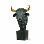Indicast Green Polyresin Glossy Bull Bust Statue 30 cm