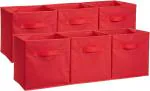 SH NASIMA Home and Travel Red Microfibre Storage Boxes