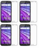 Vizio Moto G3 Transparent Tempered Glass Touch Sensitive and Anti-Shatter Screen Protector with Wet and Dry wipes - 8x 15 cm - (Pack of 4)