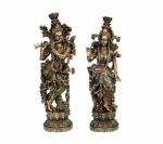Idol Collections Multicolor Resin Cold Cast Radha Krishna Statue Idol
